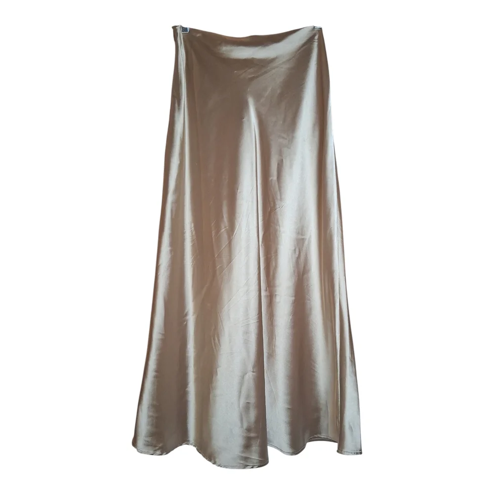 Steve Madden Gold Satin Jeanie Maxi Skirt M - Picture 1 of 2
